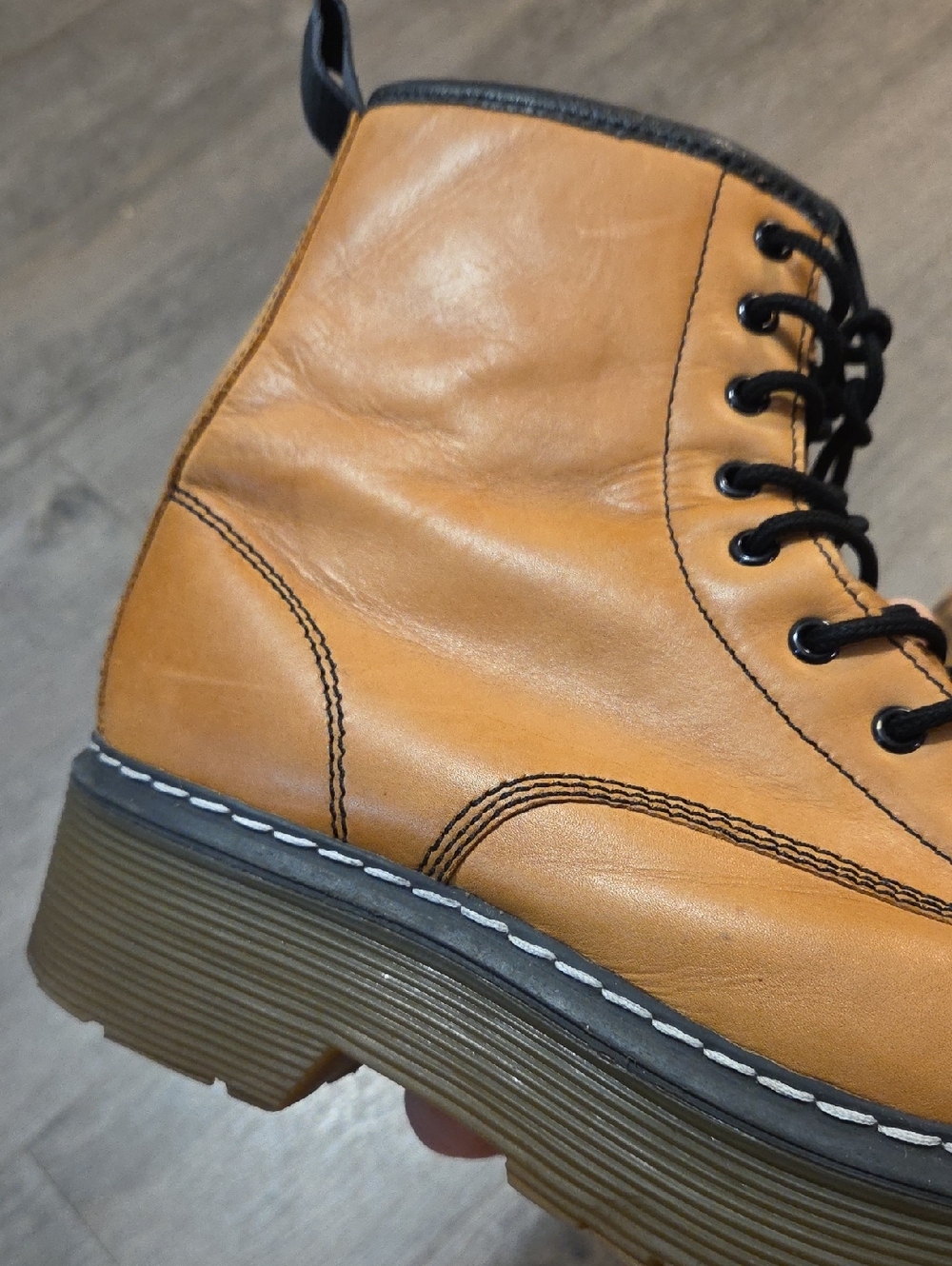 Roolee • "Elvis" Tan Leather Platform Combat Boots - Picture 12 of 12